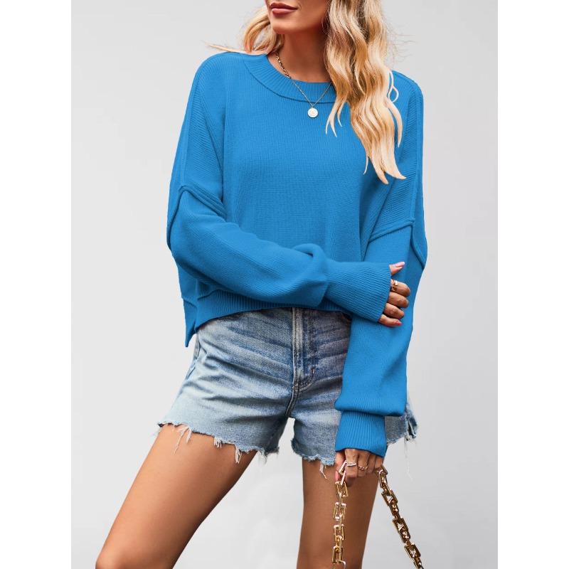 YYFS Dámská móda Ležérní Podzim Zima Jednobarevný potisk Dlouhý rukáv Topy s výstřihem do O Dámské oblečení Vlněné úplety Svetry