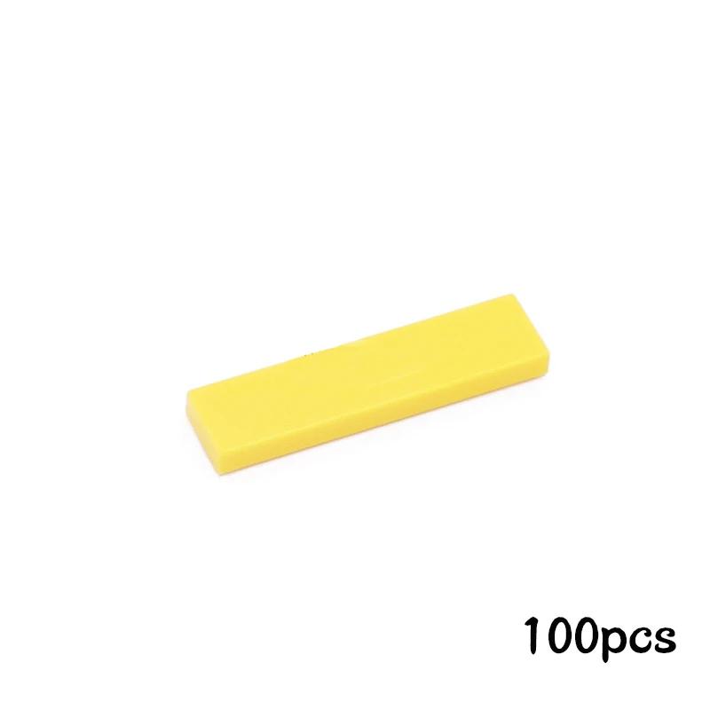 Non-Toxic 100Pcs Diy Building Blocks Thin Figure Bricks Smooth 1X4 Dots Educational Creative Toys For Children Size Compatible With 2431