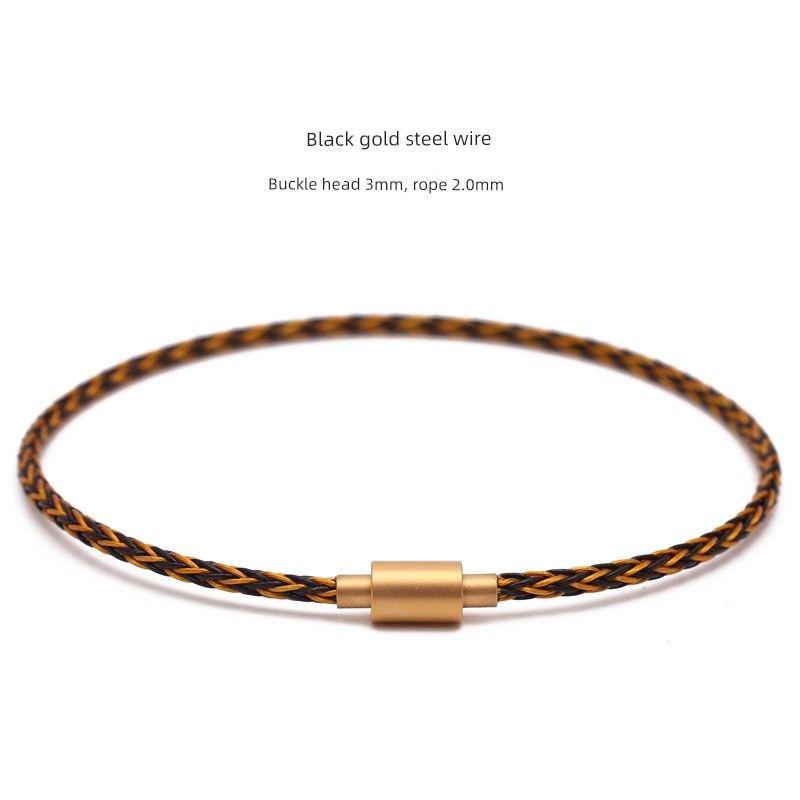 

Квадратная пряжка, бусины, нанизывание, ультратонкий стальной тросик для мужчин и женщин, для пар 2.0mm-Black gold hand rope 19cm