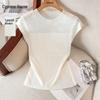 Damen Tencel Strass Slim Fit Strick-T-Shirt