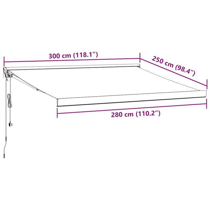 VidaXL Automatic Retractable Awning Brown 300x250 Cm 3215733