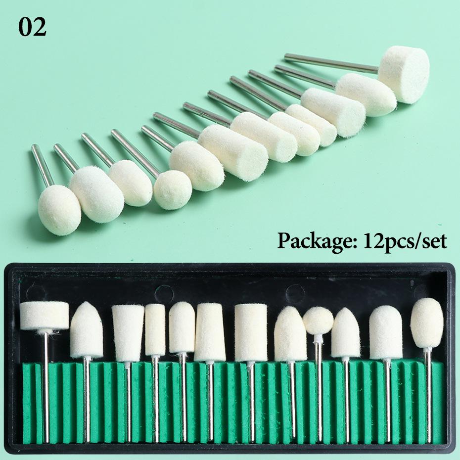 Ceramic Tungsten Steel Manicure Grinding Head Set with Sanding Bands, Brushes, and Polishing Tools.