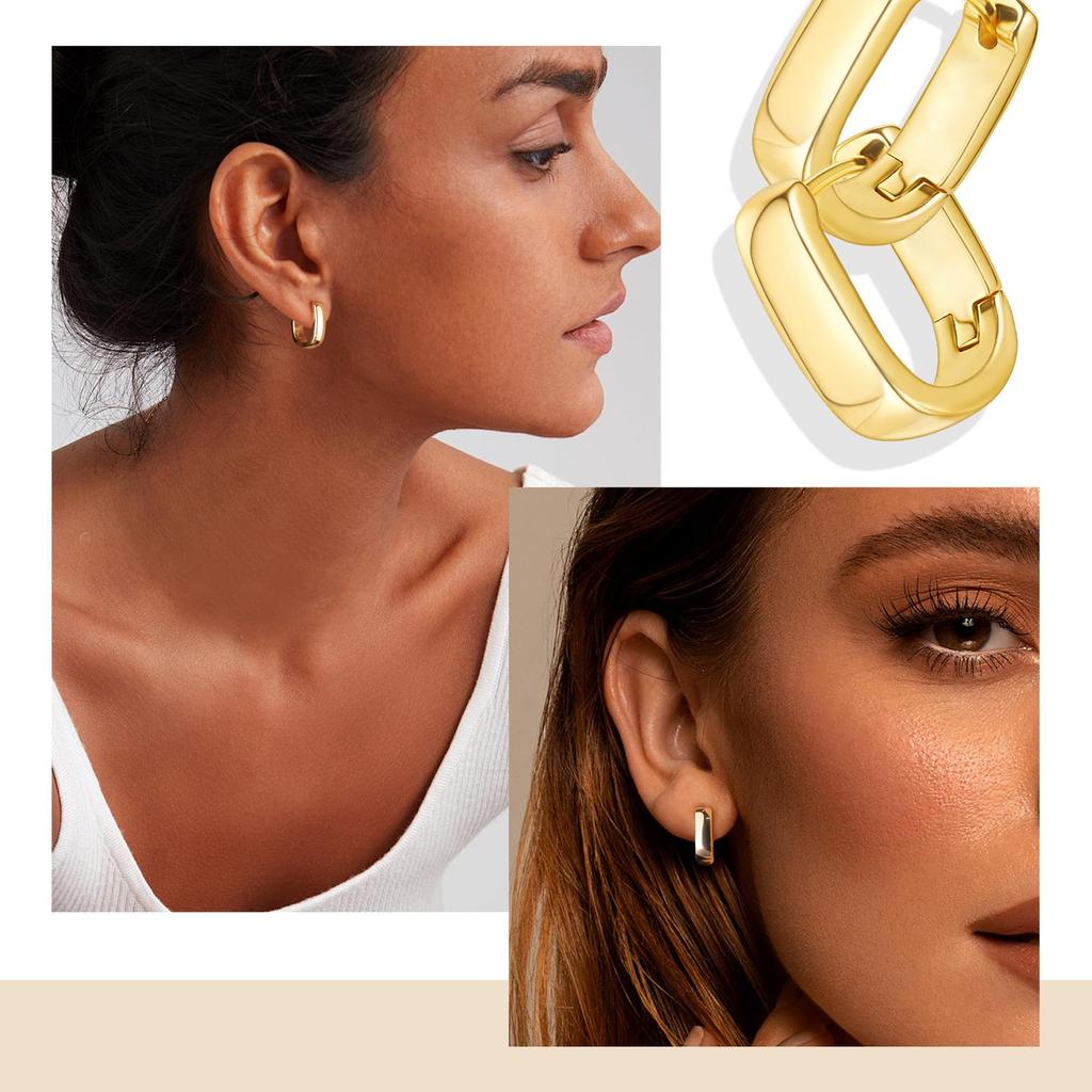 Light Luxury U Shaped Smooth Hoop Earrings Exquisite Minimalist Circle Ear Studs Elegant Versatile High End Jewelry