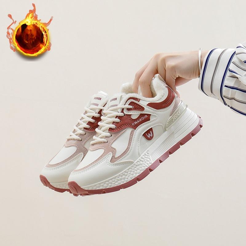 

Женские зимние повседневные кроссовки для бега на толстой платформе с подкладкой из искусственного меха, нескользящие кроссовки для ходьбы на шнуровке, теплые теннисные кроссовки с флисовой подкладкой для женщин 40