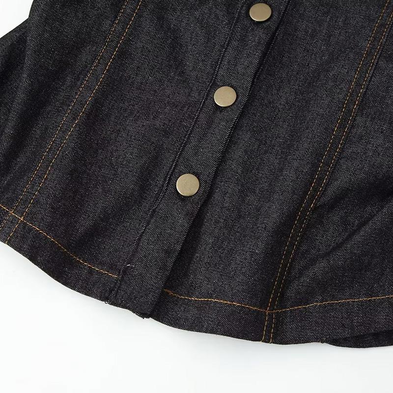 Polo Neck Slim Denim Shirt Woman Thin Long Sleeve Jcaket Commute Solid Color Short Top Simple Casual Blouses Spring and Summer New Fashion