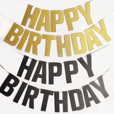 Glitzernder Happy Birthday Macaron-Farb-Banner – Personalisierbare Partydekoration