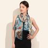 New Blue Women'S 100% Mulberry Silk Scarf Shawl 175*52Cm Fashion Floral Design Long Scarves Wraps Fall Winter Headscarves