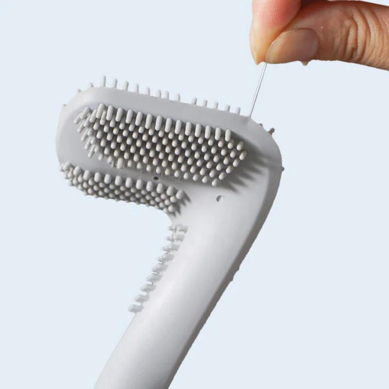 Golf Long Handled Silicone Toilet Brushes With Holder Set No Dead Corner Toilet Cleaning Brush Bathroom Cleaning Accessories