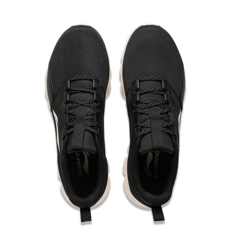 Li Ning Soft Comfortable Fashion Shock Absorbing Durable Low Top Casual Running Shoes Men sneaker Black Off-White ARSV077-1