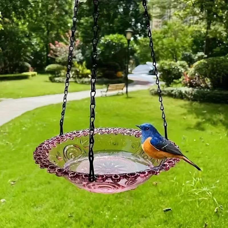 Hanging Plastic Bird Baths and Feeders for Outdoors Bird Water Bowls and Seed Trays Set Attract Wild Bird Garden Yard Decor Gift