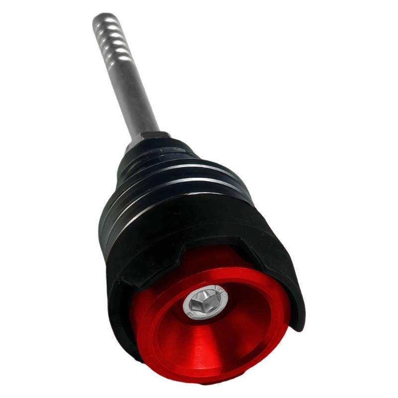 Threaded Motorcycle Oil Dipstick with Top Tool Socket, Aluminum Construction and Anodized Finish for Routine Checks