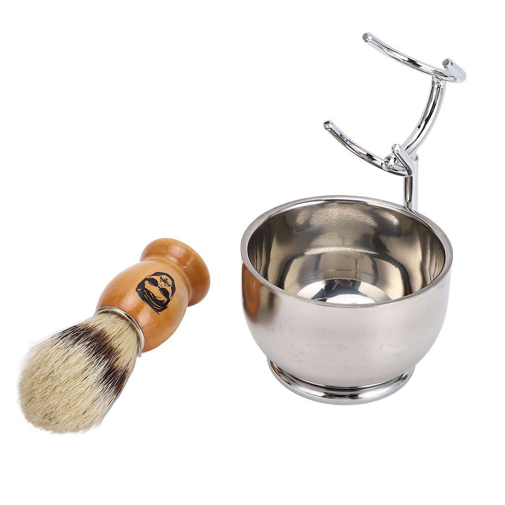 Men Beard Brush Set Beard Brush Holder Stand Soap Bowl Shaving Tool for Men Facial Grooming