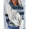 Vintage-Inspired Western Print Sweatshirt - Soft, Casual, Drawstring hoodie with Pocket for Women Long Sleeve Pullover Design