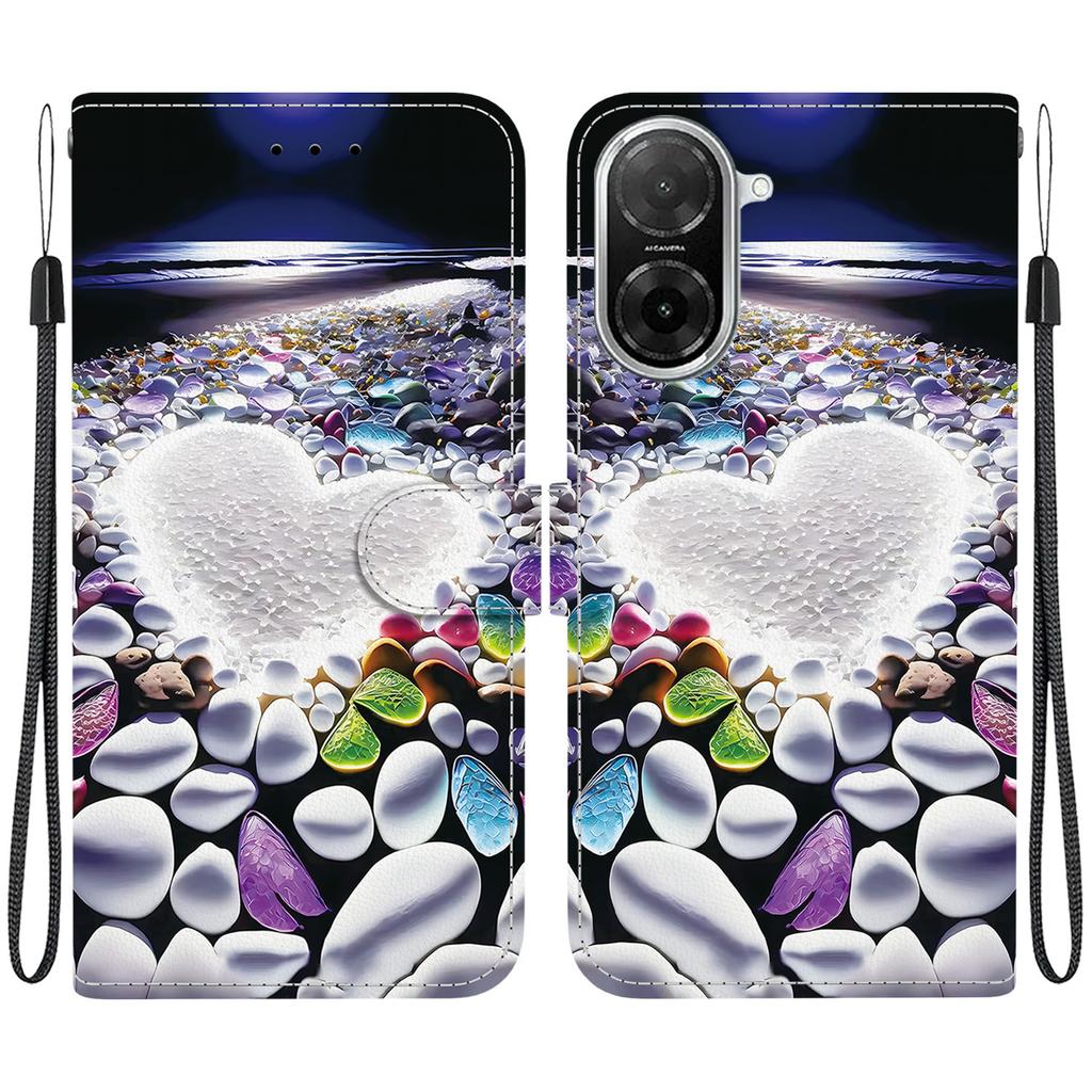 For Xiaomi Redmi A5 4G (171.7mm)/Poco C71 4G Case Pattern Printing Leather Flip Wallet Phone Cover with Lanyard