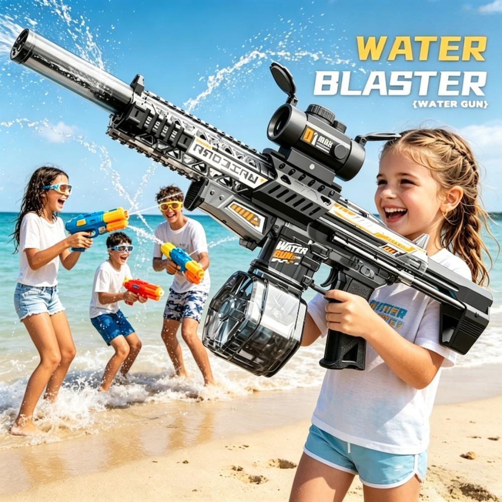 Pistola de Água Elétrica MK9 com Bico de Arma Realista Chama Brinquedo Totalmente Automática Jogo de Tiro de Verão na Praia ao Ar Livre para Crianças