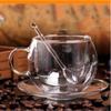 150/300ml Heat Double-layer Glass Cup Transparent with Handle Resistant Coffee Cup & Saucer Milk Juice Water Cup Festival Gift