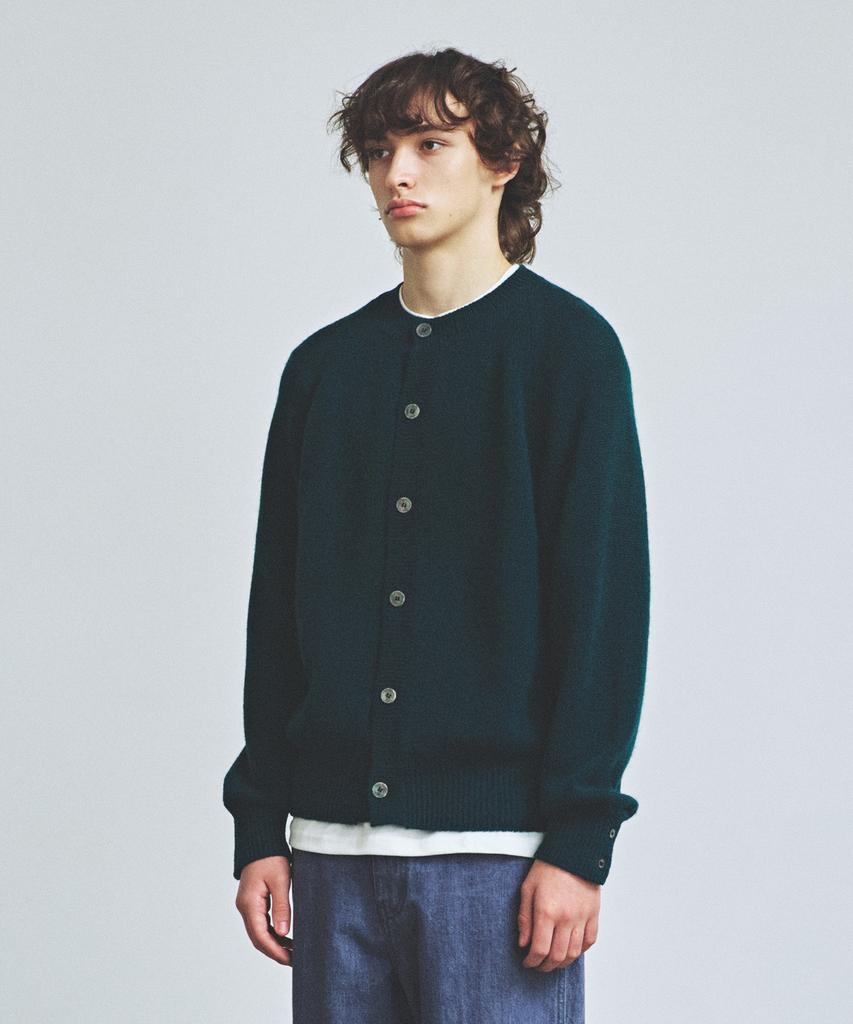 Knitted Shaggy Dog 100% Wool Round Cardigan Dark Green