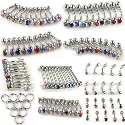 10 Stück Mode Strass Barbell Bars Nabel Zunge Nasenringe Körper Piercing Schmuck
