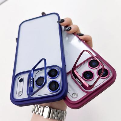 Frosted Bracket, Lens Film Transparent, Suitable for Apple 17pro Mobile Phone Case 16 All-inclusive Anti-drop 15 Simple 14 Soft 13