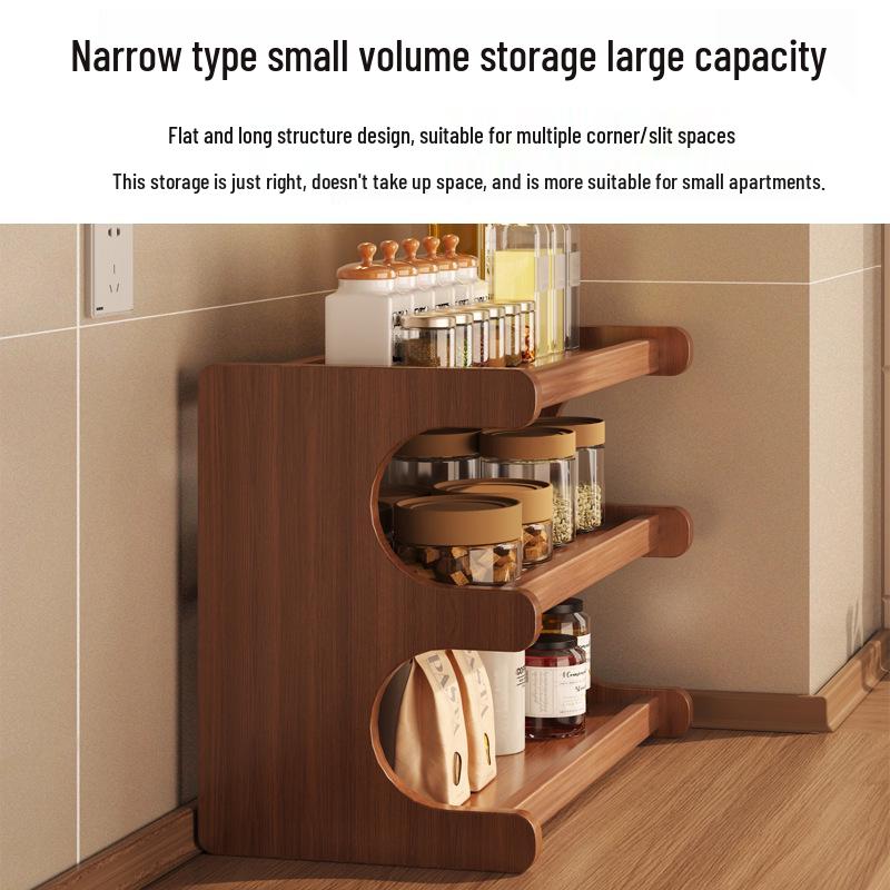 Solid Wood Multi-Layer Kitchen Spice Rack & Multifunctional Storage Organizer