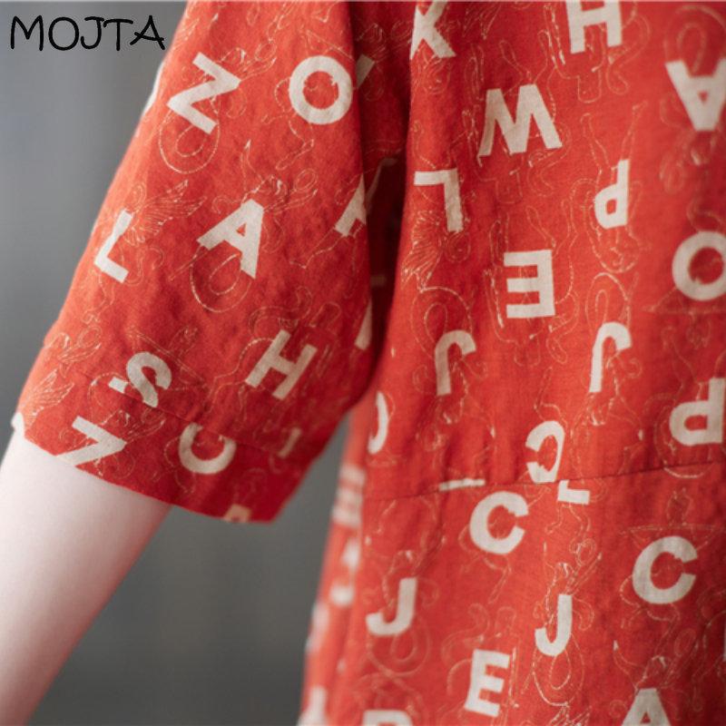 MOJTA Sommer Plus Size Damen Spitzenkragen Bedrucktes Kurzarmhemd Lockeres dünnes T-Shirt