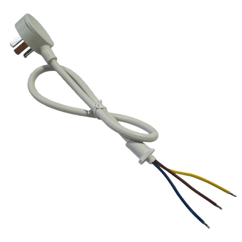 In-Stock White 17.2mm National Standard Three-Prong Power Cord, 0.5m, No Tail