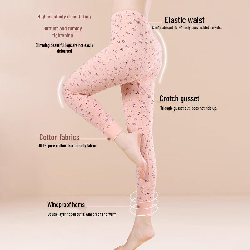 Women's Floral Pure Cotton High-Waist Thermal Underpants