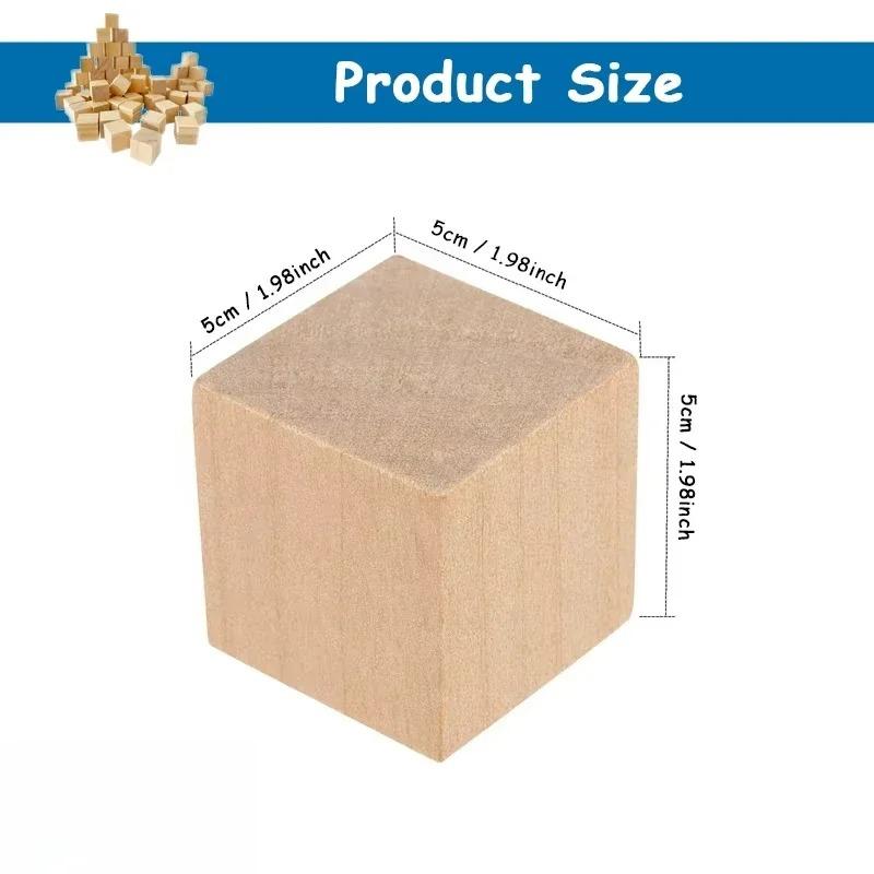 12/24 pz 35/40/50mm Cubi di Legno Grezzo Non Finiti, Blocchi di Legno Massello Naturale Lisci per Fai da te, Artigianato, Decorazione Casa, Puzzle, Pittura