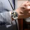 POEDAGAR Original Luxus Herrenuhr Wasserdicht Leuchtend Chronograph Armbanduhr Edelstahl Quarzuhren für Mann Reloj