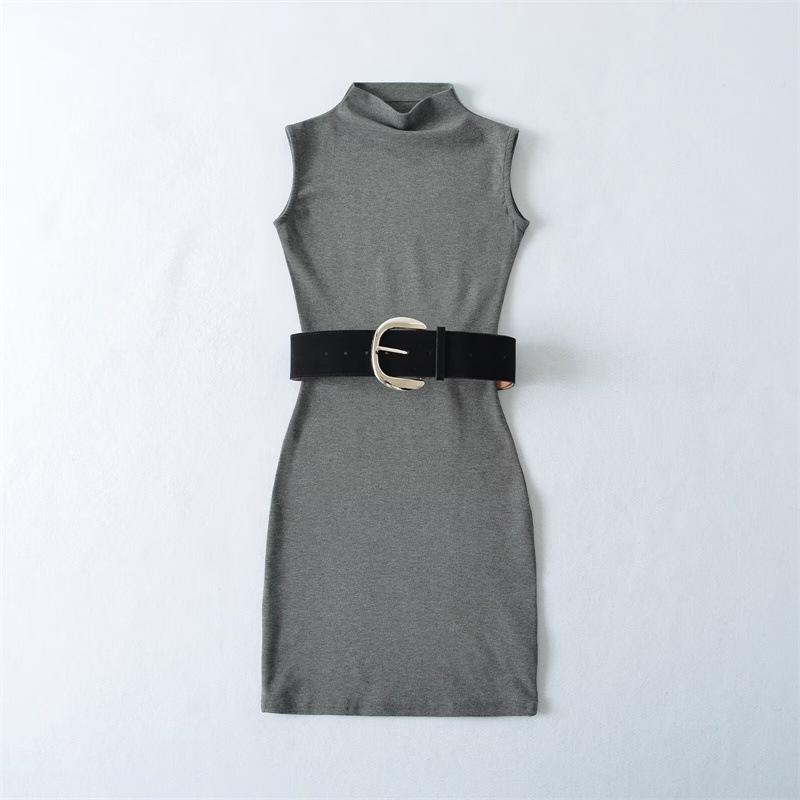 Women's Slimming Retro High-Neck Sleeveless Bodycon Dress
