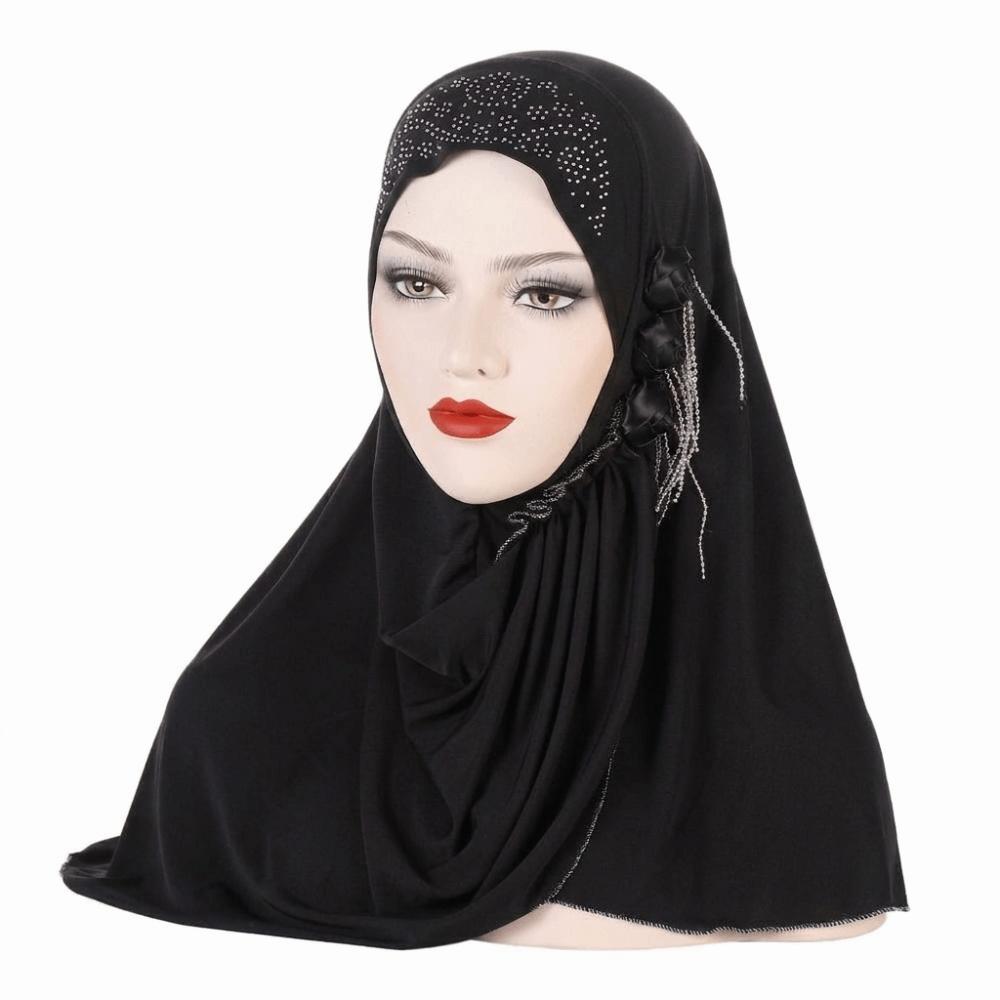 

Full Cover Muslim Hijab Modest Wear Instant Turban High Quality Islamic Headscarf Ladies Scarf чорний
