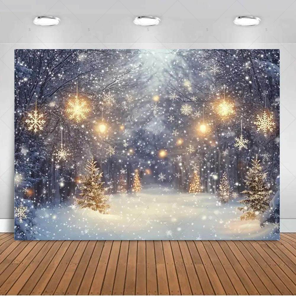 Paesaggio Invernale Scena di Neve Foresta Bianca Sfondo Fotografico Forniture Decorazioni Festa di Natale Striscione di Sfondo Oggetto di Scena per Foto