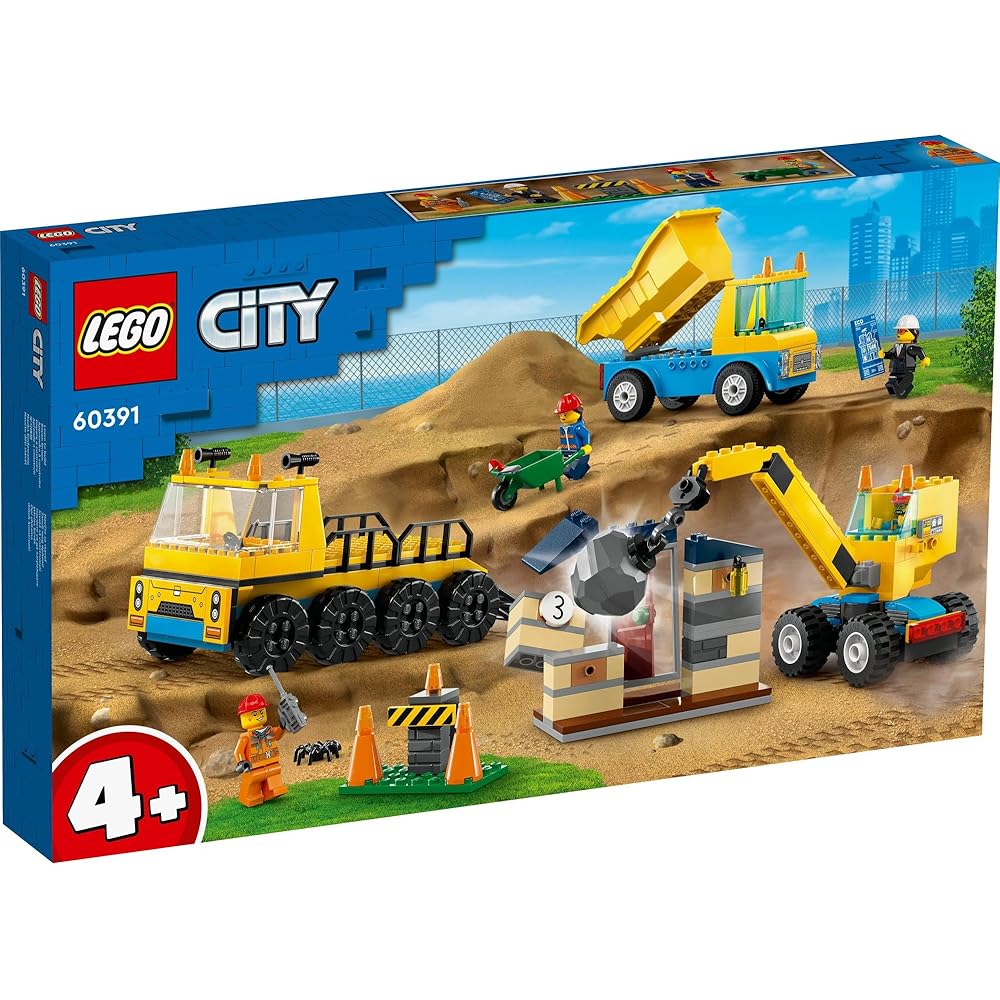 LEGO City Truck and Crane Toy Set 4-6 Years Old Building Blocks Vehicle for Boys and Girls 60391