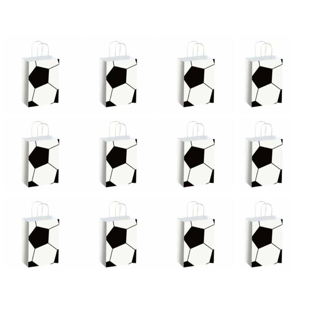 

12 PCS Large Capacity Gift Bags for Soccer Events Printed Paper Packs with Handles Coffee Shop Set 6