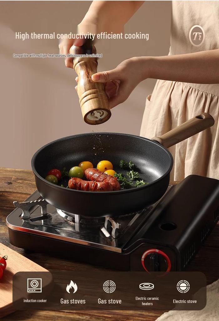 Titanium Flat-Bottom Cookware Set: Non-Stick Frying, Stewing, and Stir-Frying Pot Set for Steak and Eggs