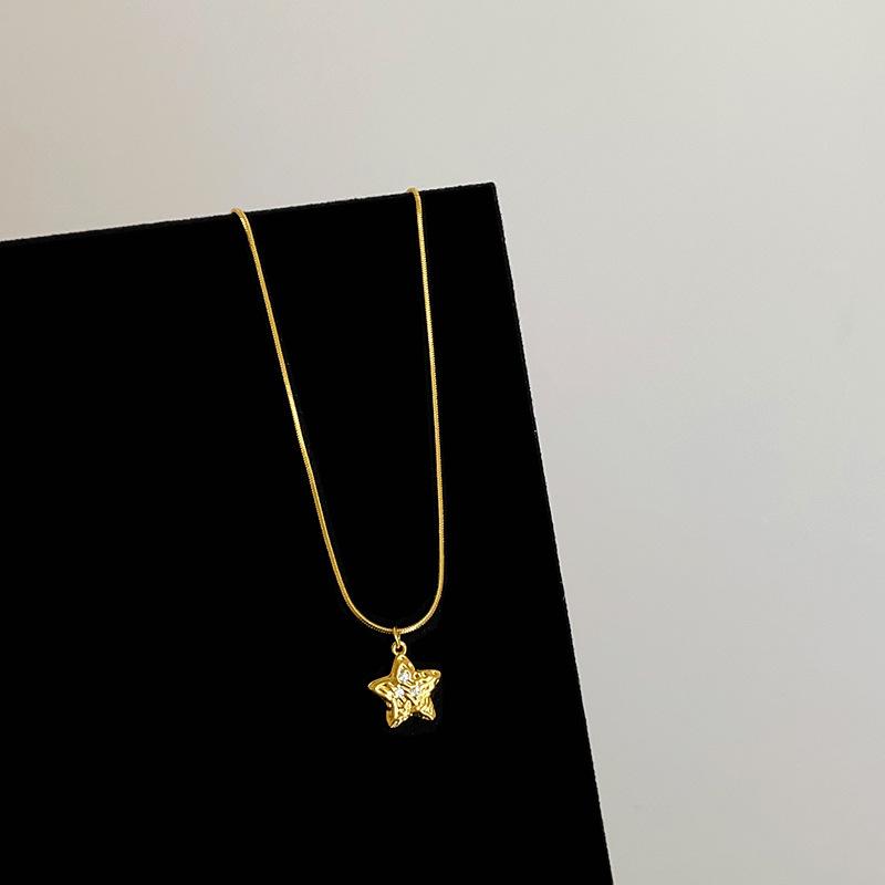 Guochao New Chinese Sand Gold Ingot Snake Pendant Necklace Women'S Retro High Sense Light Luxury Versatile Neck Chain Sweater Chain