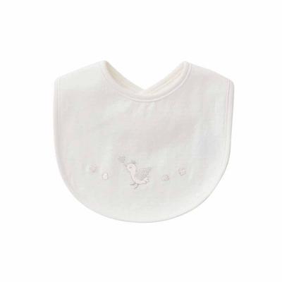 Cream De Coco In Tucked Jacquard Cotton Bib with Duck and Heart for Newborns and 64902 [Made Japan] Embroidery, 100% Cotton, Babies, White,