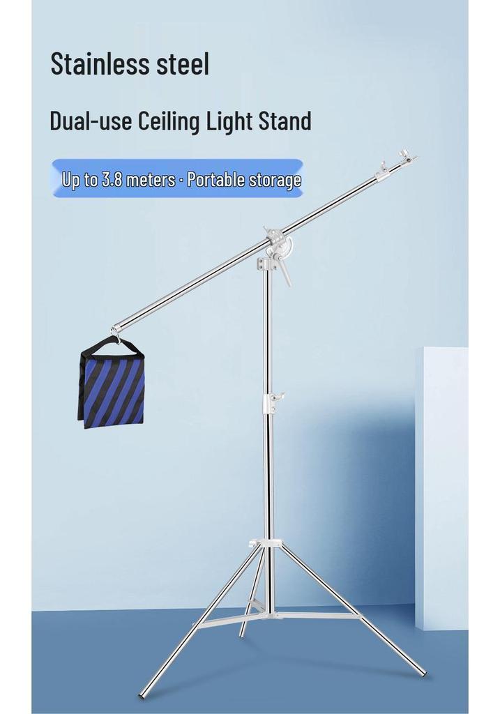 Stainless Steel Dual-Use Tripod for LED Fill Light and Flash, Outdoor/Studio Photography Stand
