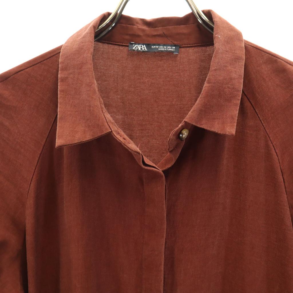 Zara 7 Minutes Sleeve Long Dress M Red Brown Special Wing Women Used