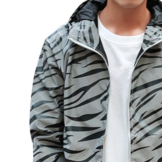 Hooded Fluorescent Men Windbreaker Casual Reflective Hip Hop Jacket Coat Male Clothing