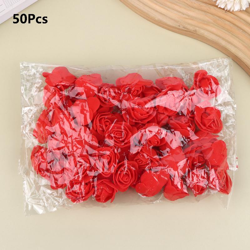 50Pcs Artificial Rose Flower Heads Multicolor Foam Rose Heads For Wedding Bouquet And Diy Crafts Party Home Decorations