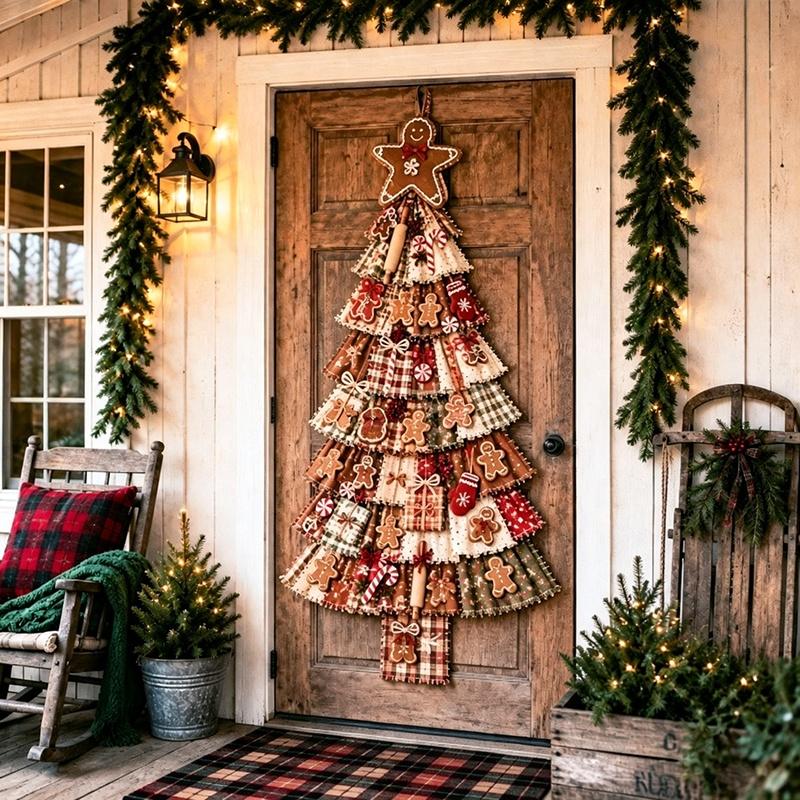 DIY Übergröße Patchwork Weihnachtsbaum Türhänger-Set, Festival Dekorationen Handgemachte Kunst Geschenke für Erwachsene, Anfänger und Liebhaber