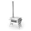 Portable Windproof Outdoor Stainless Steel Wood and Charcoal Camping Stove with Glass Heater and Grill
