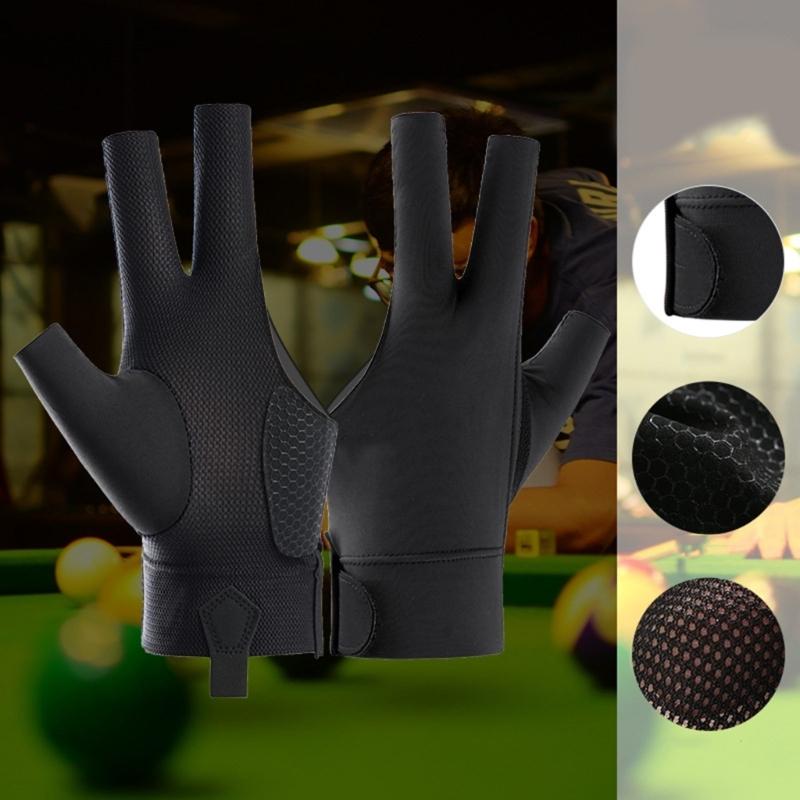 Breathable Three Fingers Glove NonSlip Billiard Training Gloves Pool Mittens Portable Left/Right Hand Billiards Glove
