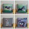 Running  Sitting Schnauzer Dog Pattern Pillow Pattern Cushion Cover Suitable For Sofa Bedroom Car Pillow Cover