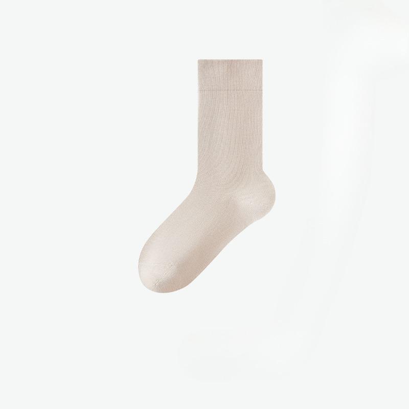 Female Spring and Autumn Pure Cotton Pure Color Antibacterial Deodorant Comfortable Boneless Tube Moon Socks