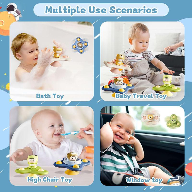 Baby dining table suction cup rotating and happy baby puzzle early education can chew gyro cartoon dining chair toy