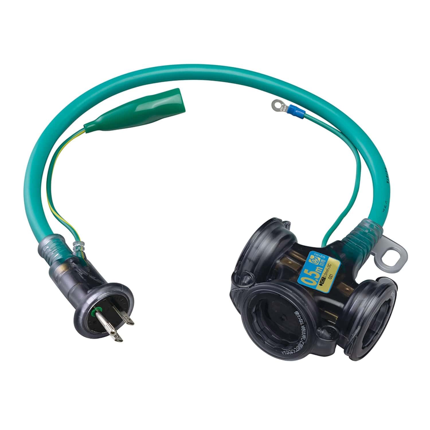 

HATAYA FX-005K-EG 2-Pin Grounded Extension Cord for Outdoor Use, 100V Type, 0.5m Cord, 2.0mm Thickness, 3 Outlets, Rainproof Cap, Built-in Pilot