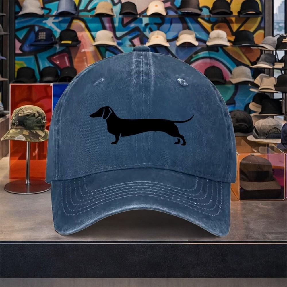 Dachshund Silhouette Baseball Cap Washed Cotton Adjustable Casual Curved Brim Hat for Unisex