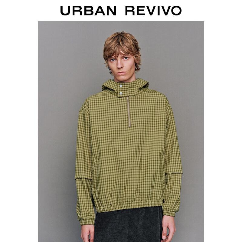 UR 2025 Men s Casual Hooded Plaid Oversized Pullover Shirt UUV250037 S